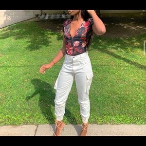 Floral pretty little thing lace up bodysuit